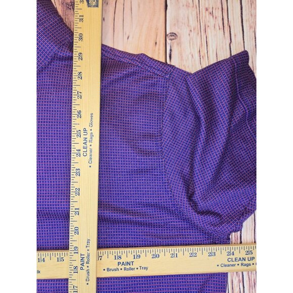 Peter Millar Mens Polo Shirt Large Purple Micro Check 100% Cotton - Picture 7 of 7